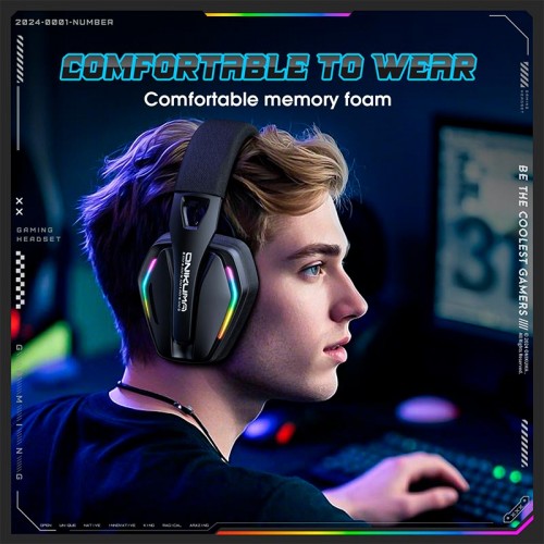 Навушники Onikuma Tri Mode gaming headphones GT826 |BT5.4/2.4G/Type-C, 15/80H, RGB| black