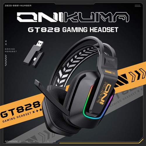Навушники Onikuma Tri Mode gaming headphones GT828 |BT5.4/2.4G/Type-C, 15/55H, RGB| black