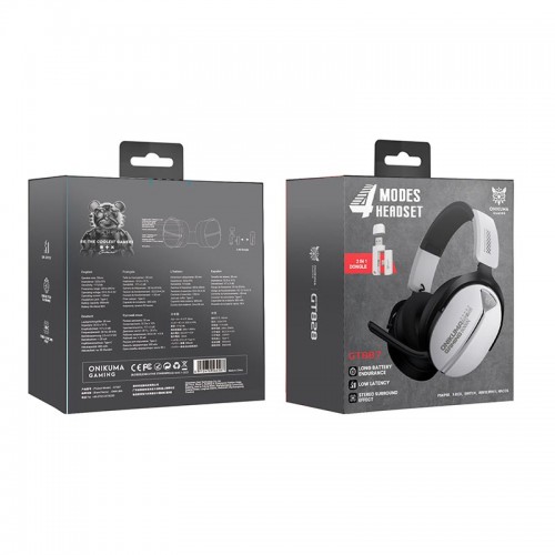 Навушники Onikuma Tri Mode headphones GT887 |BT5.4/2.4G/Type-C, 20/60H| black