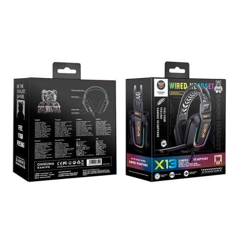 Навушники Onikuma wired gaming headphones X13 |3.5mm+USB, RGB| black