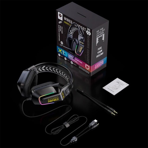 Навушники Onikuma wired gaming headphones X13 |3.5mm+USB, RGB| black