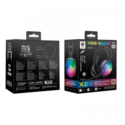 Навушники Onikuma wired gaming headphones X29 |3.5mm+USB, RGB| black