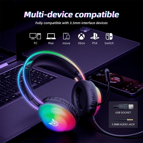 Навушники Onikuma wired gaming headphones X29 |3.5mm+USB, RGB| black