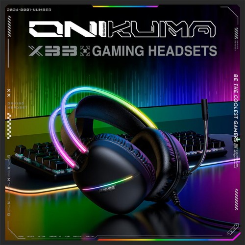 Навушники Onikuma wired gaming headphones X33 |Type-C/USB, RGB| black