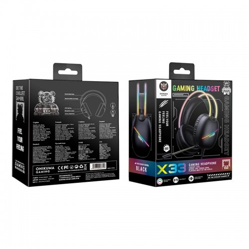Навушники Onikuma wired gaming headphones X33 |Type-C/USB, RGB| black