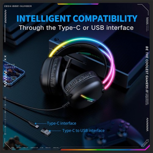Навушники Onikuma wired gaming headphones X33 |Type-C/USB, RGB| black