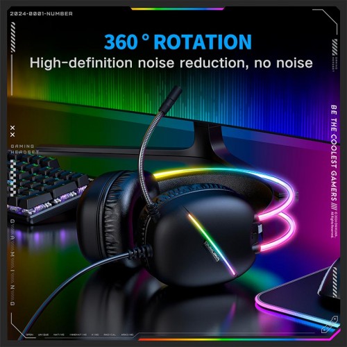 Навушники Onikuma wired gaming headphones X33 |Type-C/USB, RGB| black