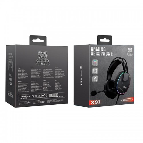 Наушники Onikuma wired gaming headphones X91 |3.5mm+USB, RGB| black