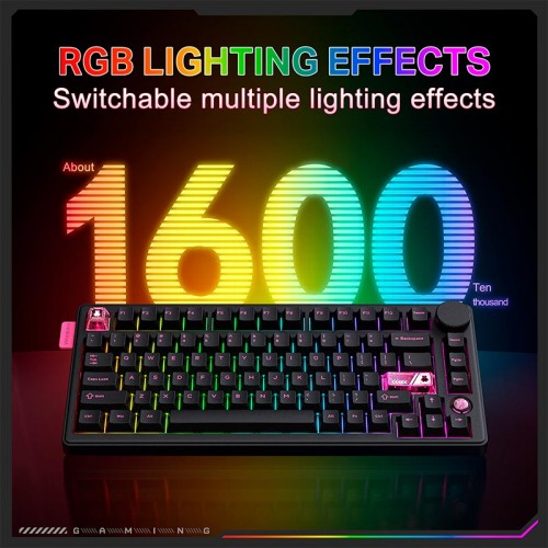 Клавиатура Onikuma Tri Mode Mechanical RGB gaming keyboard 81 Keys MT706 |2.4G/BT/Type-C, ENG Layouts|black