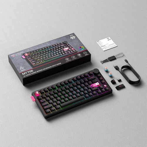 Клавиатура Onikuma Tri Mode Mechanical RGB gaming keyboard 81 Keys MT706 |2.4G/BT/Type-C, ENG Layouts|black