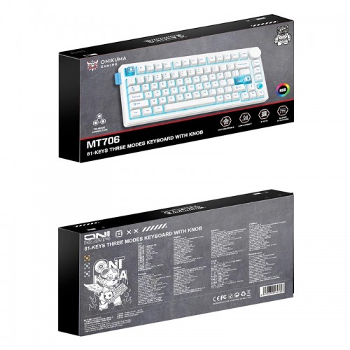 Клавиатура Onikuma Tri Mode Mechanical RGB gaming keyboard 81 Keys MT706 |2.4G/BT/Type-C, ENG Layouts|black