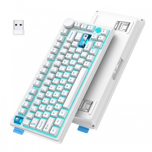 Клавиатура Onikuma Tri Mode Mechanical RGB gaming keyboard 81 Keys MT706 |2.4G/BT/Type-C, ENG Layouts| white
