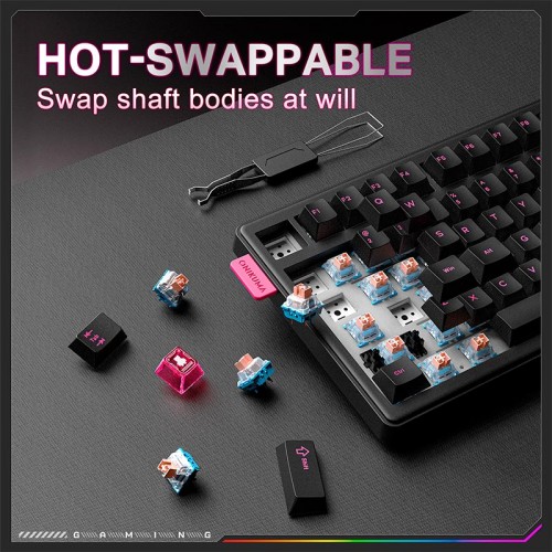 Клавіатура Onikuma Tri Mode Mechanical RGB gaming keyboard 81 Keys MT706 |2.4G/BT/Type-C, ENG Layouts| white
