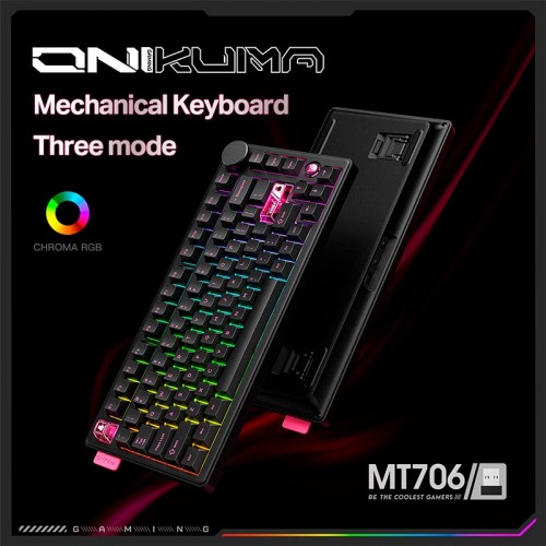 Клавиатура Onikuma Tri Mode Mechanical RGB gaming keyboard 81 Keys MT706 |2.4G/BT/Type-C, ENG Layouts| white