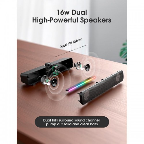 Акустика для ПК ONIKUMA RGB Backlight L16 |5Wx2, BT5.3/USB, Mic| black