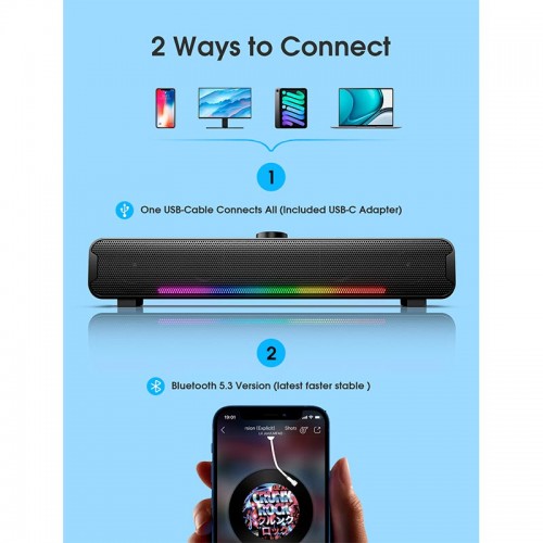 Акустика для ПК ONIKUMA RGB Backlight L16 |5Wx2, BT5.3/USB, Mic| black