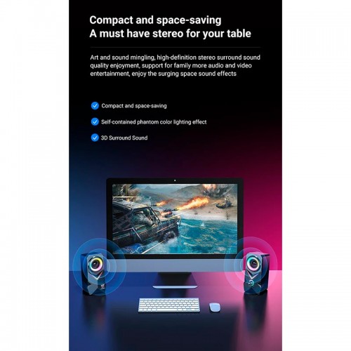 Акустика для ПК Onikuma L2 RGB |10W, BT/AUX/USB| black