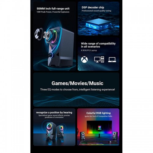 Акустика для ПК Onikuma L2 RGB |10W, BT/AUX/USB| black