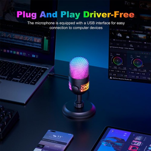 Мікрофон Onikuma RGB microphone M930 |USB, 1.8m| black