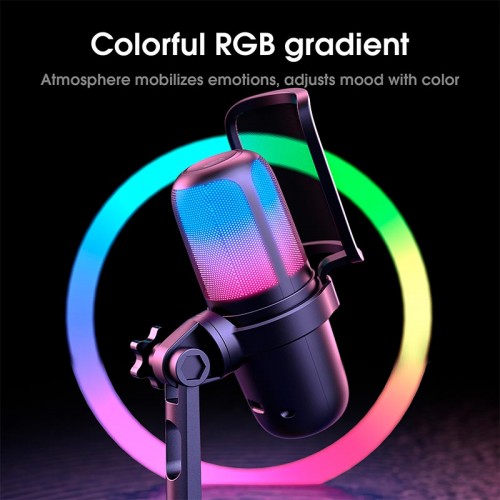 Мікрофон Onikuma RGB microphone M730 |Type-C, 2m| black