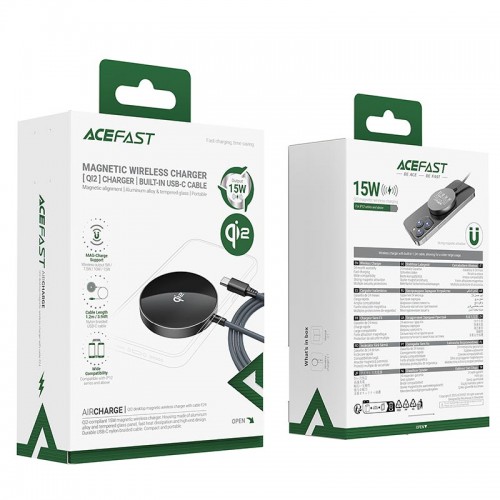 Зарядка Qi2 ACEFAST desktop magnetic wireless charger with cable E24 |5-15W, 1.2m|