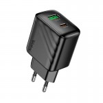 Адаптер мережевий HOCO Rico charger CS25A |1USB/1Type-C, 20W/3A| black