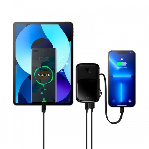 УМБ BASEUS Qpow Pro Digital Display Fast Charge Power Bank (With Lightning Cable) 10000mAh |USB/Type-C/Lightning, 20W/5A, PD/QC| black