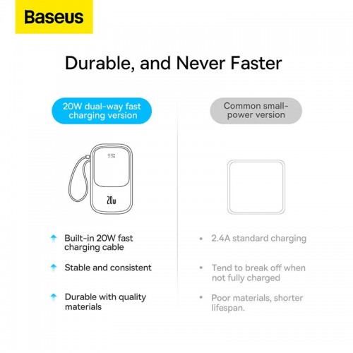 УМБ BASEUS Qpow Pro Digital Display Fast Charge Power Bank (With Lightning Cable) 10000mAh |USB/Type-C/Lightning, 20W/5A, PD/QC| black