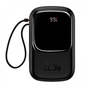 УМБ BASEUS Qpow Pro Digital Display Fast Charge Power Bank (With Type-C Cable) 20000mAh |USB/Type-C/Lightning, 22.5W/5A, PD/QC| black