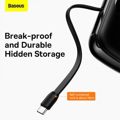 УМБ BASEUS Qpow Pro Digital Display Fast Charge Power Bank (With Type-C Cable) 20000mAh |USB/Type-C/Lightning, 22.5W/5A, PD/QC| black