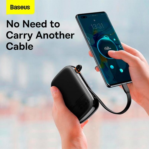 УМБ BASEUS Qpow Pro Digital Display Fast Charge Power Bank (With Type-C Cable) 20000mAh |USB/Type-C/Lightning, 22.5W/5A, PD/QC| black