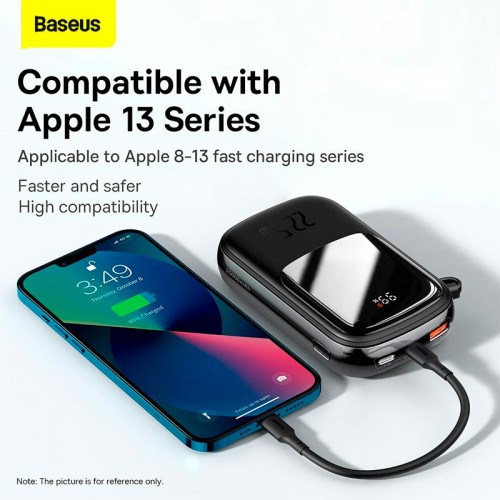 УМБ BASEUS Qpow Pro Digital Display Fast Charge Power Bank (With Type-C Cable) 20000mAh |USB/Type-C/Lightning, 22.5W/5A, PD/QC| black