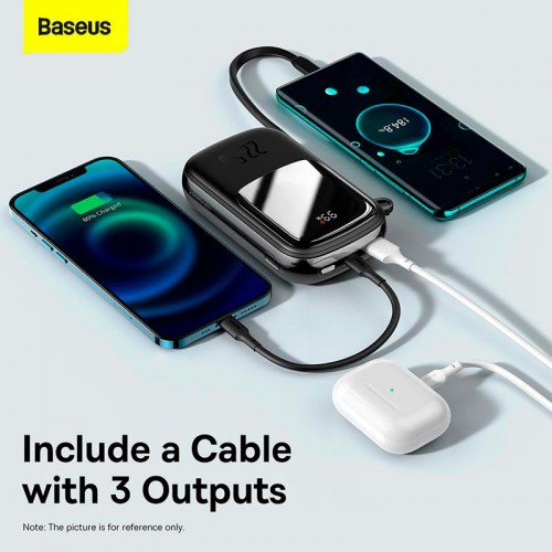 УМБ BASEUS Qpow Pro Digital Display Fast Charge Power Bank (With Type-C Cable) 20000mAh |USB/Type-C/Lightning, 22.5W/5A, PD/QC| black