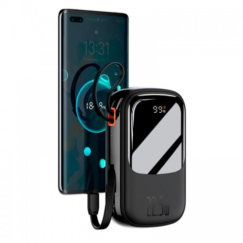 УМБ BASEUS Qpow Pro Digital Display Fast Charge Power Bank (With Type-C Cable) 20000mAh |USB/Type-C/Lightning, 22.5W/5A, PD/QC| black
