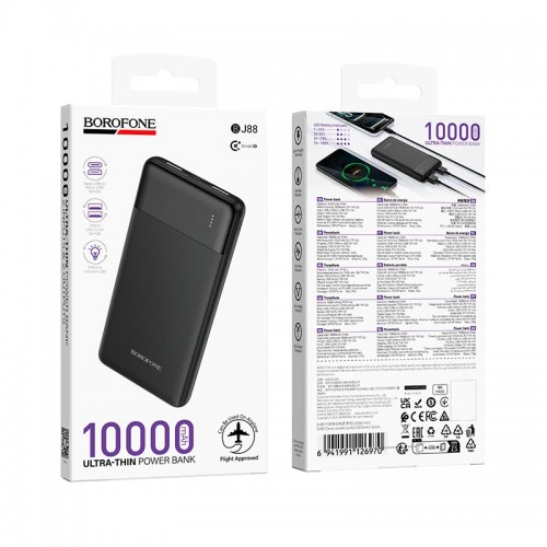 УМБ BOROFONE Clever power bank BJ88 10000mAh |2USB/1Type-C, 2A| black