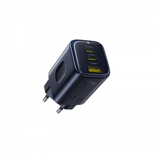 Адаптер мережевий BASEUS PicoGo AE11 Fast Charger |1USB/2Type-C, 67W/3A, PD/QC| black