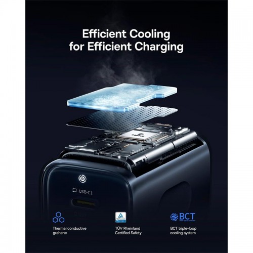 Адаптер мережевий BASEUS PicoGo AE11 Fast Charger |1USB/2Type-C, 67W/3A, PD/QC| black