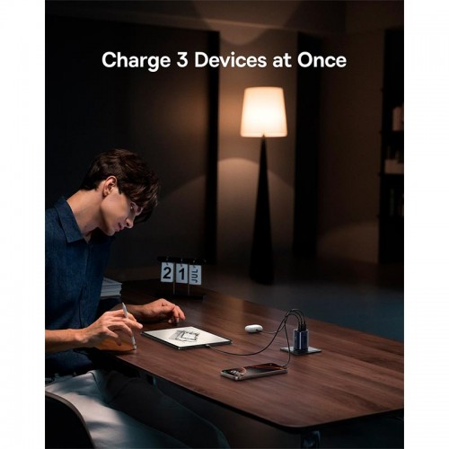 Адаптер мережевий BASEUS PicoGo AE11 Fast Charger |1USB/2Type-C, 67W/3A, PD/QC| black