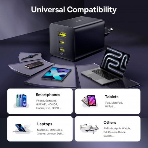 Адаптер сетевой BASEUS EnerFill FE11 Fast Charger |1USB/2Type-C, 100W/3A, PD/QC|