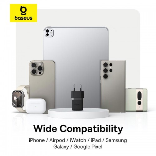 Адаптер мережевий BASEUS C to C cable Palm Fast Charger set |1Type-C, 30W/3A, PD/QC| black