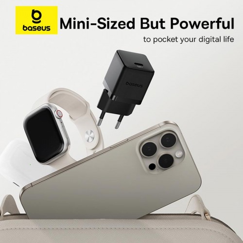 Адаптер мережевий BASEUS C to C cable Palm Fast Charger set |1Type-C, 30W/3A, PD/QC| black