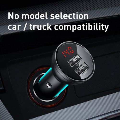 Адаптер автомобільний BASEUS Digital Display Dual USB |2USB, 4.8A, 24W| (CCBX-0S) grey