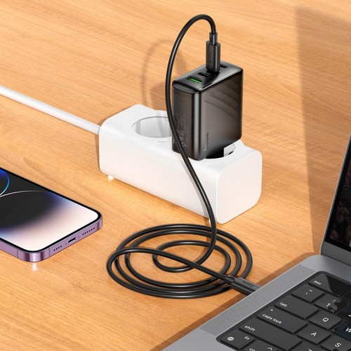 Адаптер мережевий HOCO Supply charger CS27A |1USB/3Type-C,67W/3A, PD/QC| black