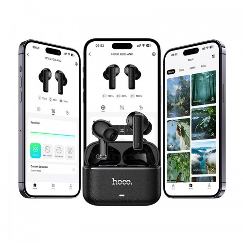Наушники HOCO Rhyme true wireless с шестью микрофонами, шумоподавление, BT-гарнитура EQ35 |BT5.4, ANC/ENC, приложение, 7/35 ч| чёрные