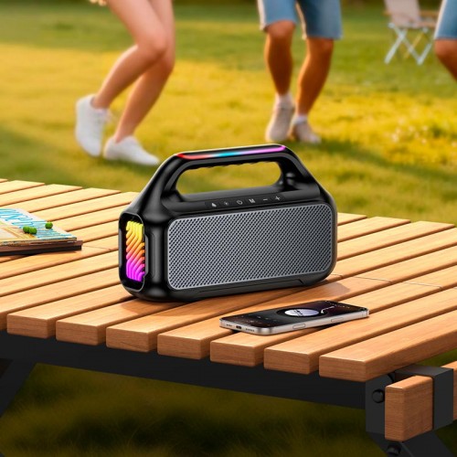 Акустика HOCO Delight BT speaker HC47 IPX4 |BT6.0/USB/TF/AUX, TWS/FM, 15Wx2, 3h| black