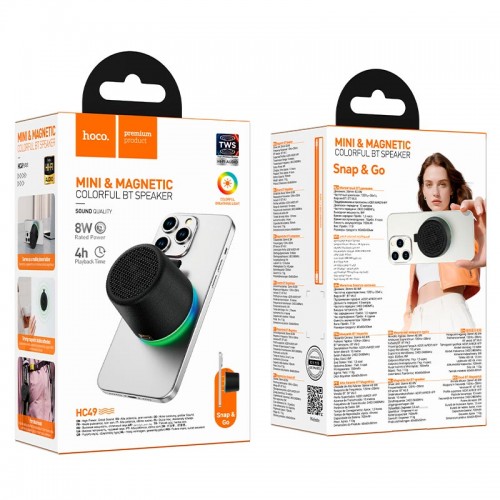 Акустика HOCO Shine magnetic BT speaker wave HC49 |BT6.0, TWS, 7W, 6h| black