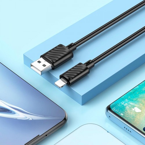 Кабель HOCO Lightning Gratified для зарядки и передачи данных X88 |2 м, 2,4 А| чёрный