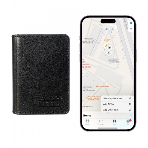Пошуковий трекер HOCO Tiger smart anti-lost card holder E91F (wireless charging model) |Apple Find My, 3 month| black