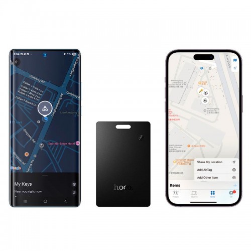 Пошуковий трекер HOCO Nida Dual card type anti-lost device E102 (wireless charging model) |Apple Find My/Android HUB, IP68| black