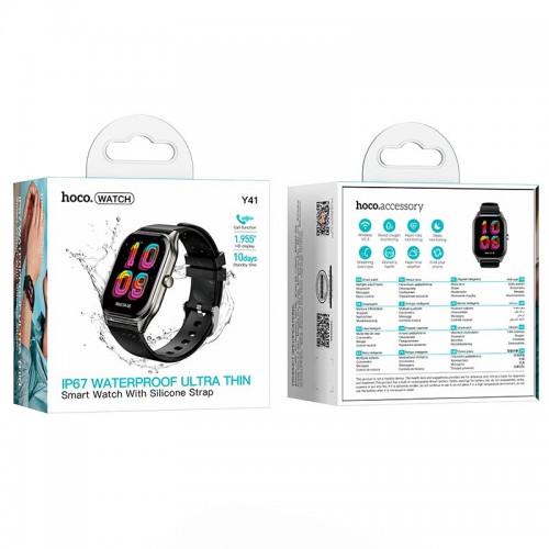 Smart watch HOCO Y41 (call version) |1.955", Track, HeartRate, IP67, 10 Days, BT5.3| black